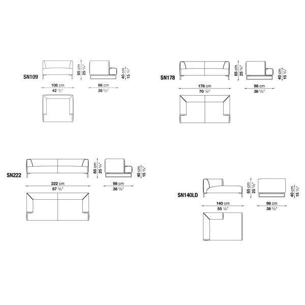 sofa_solo_14_bebitalia_11_dim1.jpg El sofá Solo'14 es un diseño de Antonio Citterio conseguido a partir de la reducción de todos sus elementos superfluos y el cuidado de la proporción de sus componentes.B&B Italia presenta esta nueva versión con un borde crudo en el tapizado que destaca la silueta del apoyabrazos y el asiento, dándole un acabado único.
Detalles: Estructura de aluminio y tapizado en acabado natural, marrón oscuro, negro y gris oscuro, combinables con diferentes bordes de color.
Precio para modelo SN178, con estructura cepillada o barnizada y tapizado en tejido Super. No incluye cojines.
Consulte más información sobre los diferentes módulos, acabados y dimensiones en las tiendas de Naharro.