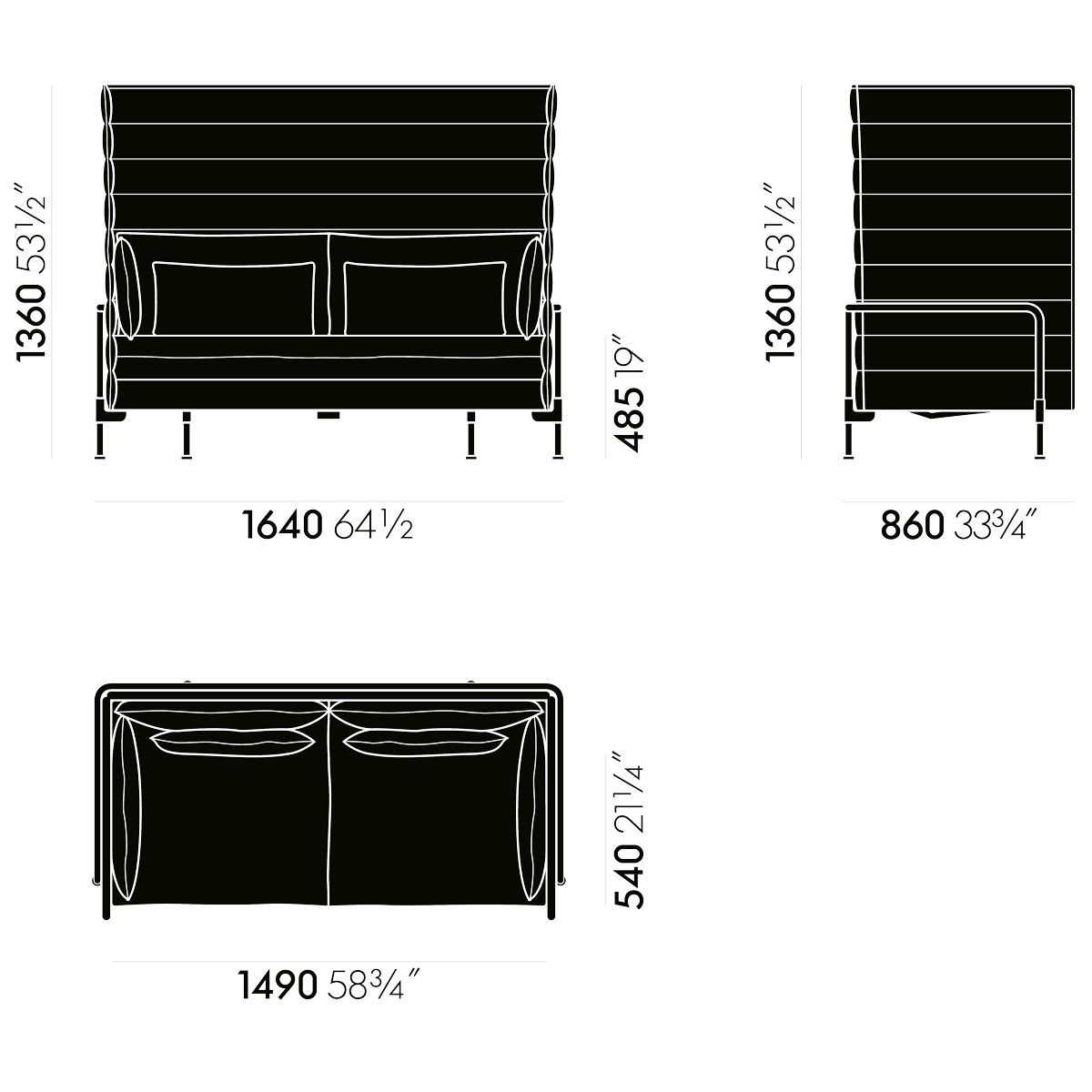 Sofá Alcove Highback 2 plazas – Vitra