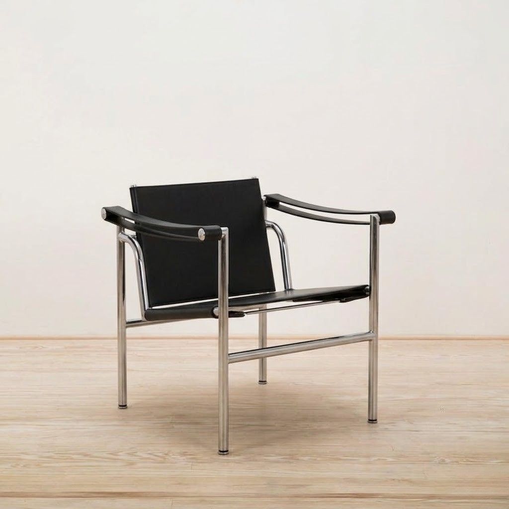 Sillón 1 Fauteuil Dossier Basculant barnizada Cuero negro - Cassina