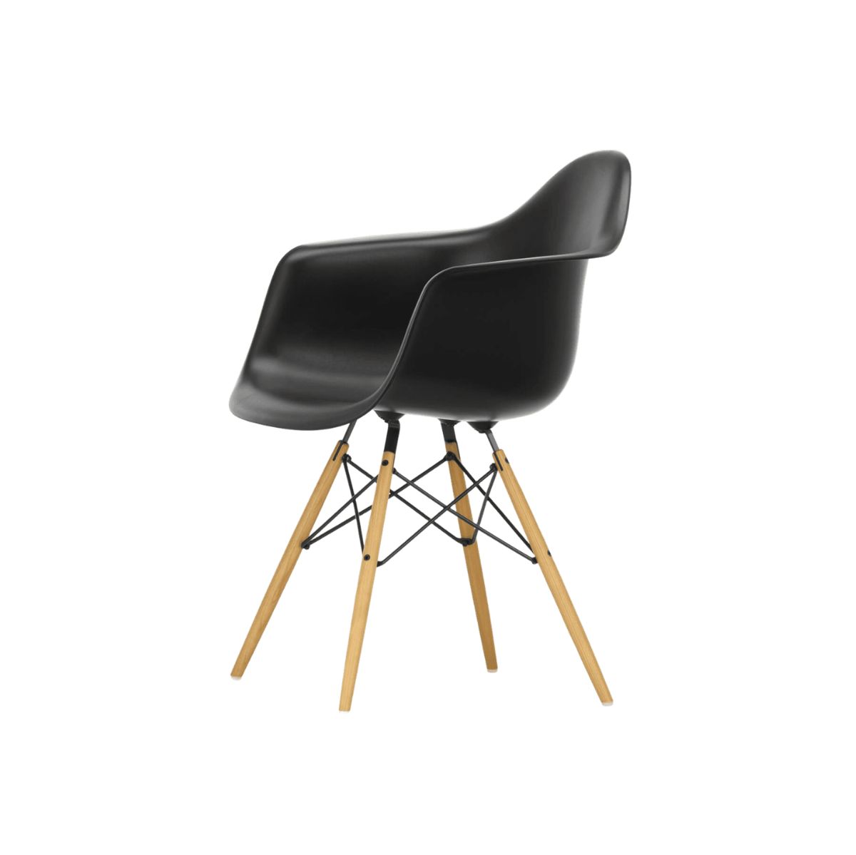 Sillón Eames Plastic Armchair DAW Fresno miel/Negro oscuro - Vitra