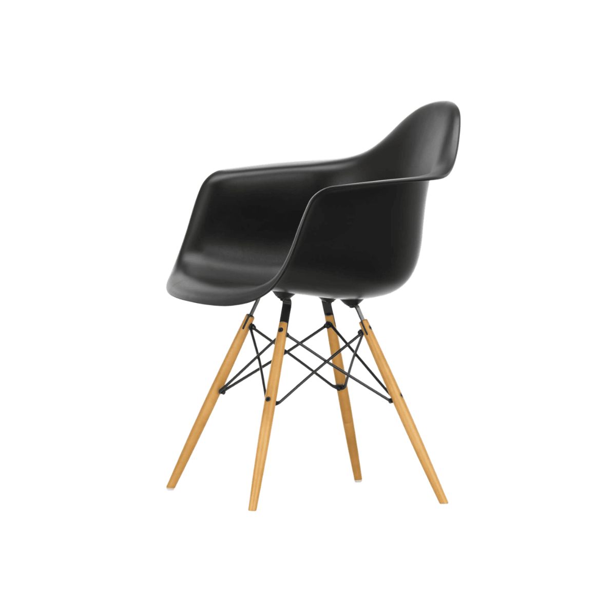 Sillón Eames Plastic Armchair DAW Arce dorado/Negro oscuro - Vitra