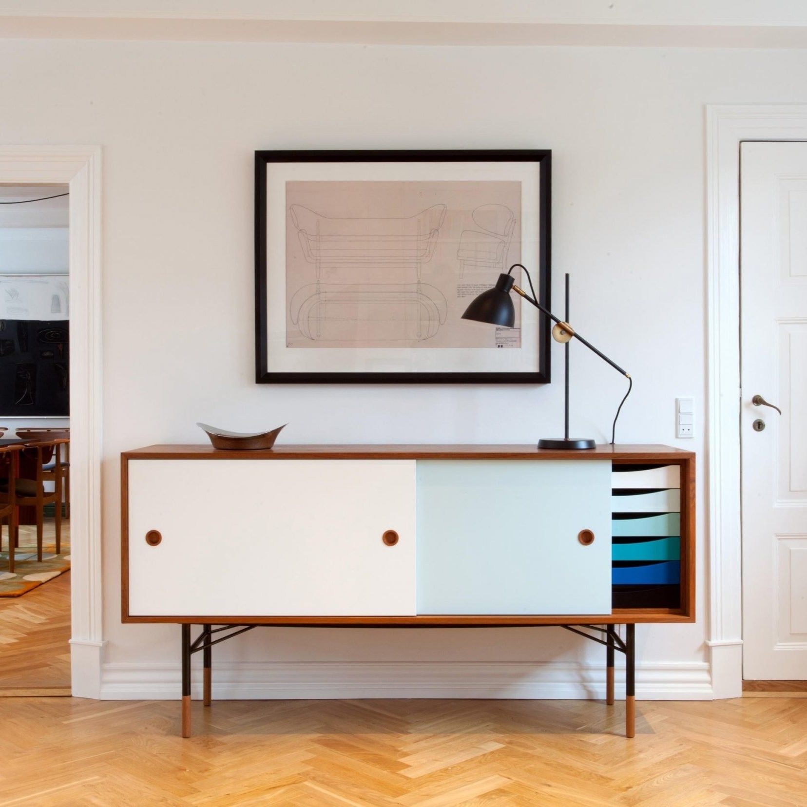 Aparador Sideboard Azul/Teca - OneCollection