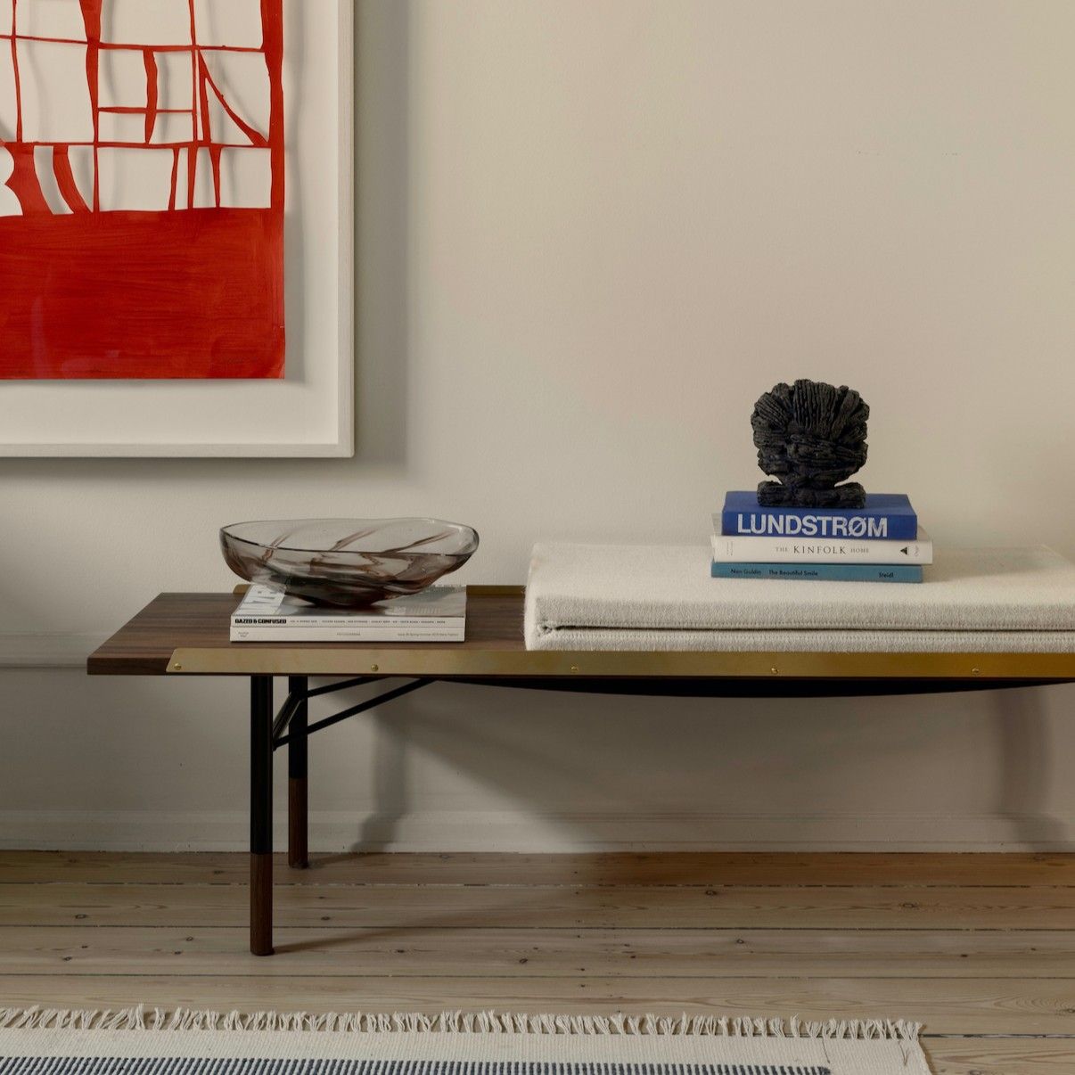 Banco Bench Brass 225 Nogal - OneCollection